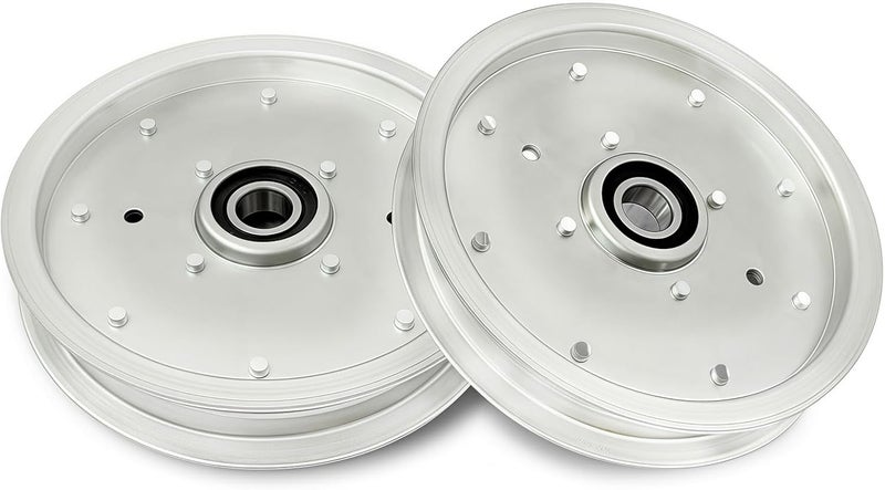HTWORK AUC10172 Idler Pulley Fit for John Deere 15959 Z335E Z525E Z535M Z535R Z540M Z540R ZTrak, Lawn Mower Deck Flat Belt Pulley (2 Pc) - Image 1